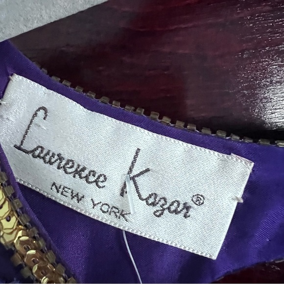 Vintage Deadstock Lawrence Kazar 100% Silk Beaded Cocktail Dress Glam size Large - Picture 5 of 16